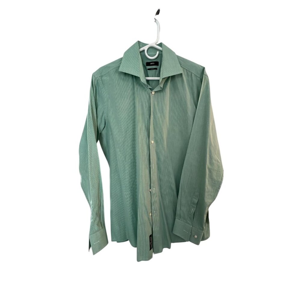 BOSS Slim Fit (Green Check) Dress Shirt
